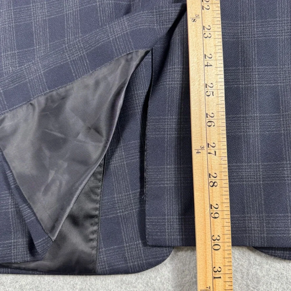Banana Republic Suit Men 46R 36x32 Blue Plaid New Wool Blend Tailored Fit 2pc